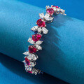 wholesale S925 silver jewelry live broadcast new style luxurious full diamond bezel set pigeon blood red bracelet, high-end, festive, exquisite, and elegant-0-2