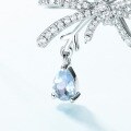 wholesale S925 Sterling Silver Fashionable and Unique Bow Full-Zircon Teardrop Topaz Necklace Snowflake Necklace for Women Christmas Gift-0-3