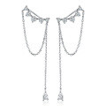 wholesale 925 Sterling Silver Earrings Chain Tassel Ear Hook Zircon Inlaid Ins Luxury High-End Sense Sterling Silver Earrings for Women Cross-Border-0-5
