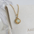 wholesale S925 silver plated with 14k gold French light luxury opal necklace, 23 autumn new collection from Dunli Jewelry manufacturer wholesale-0-2