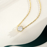 14K Gold Plated 925 Silver Moissanite Irregular Snowflake Pendant Necklace-1CT (Moissanite, D color)  925 Silver