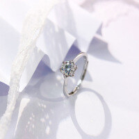 wholesale 925 Sterling Silver Six-Prong Set Moissanite Star Ring, Niche Design, Fashionable and Light Luxury, Versatile Women's Wedding Jewelry-JZ011166-2 (0.5 carats)  Adjustable opening