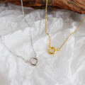wholesale S925 Sterling Silver Korean Version Collarbone Chain Necklace for Women, Fashion Minimalist Versatile Geometric Smooth Circle Pendant-0-1