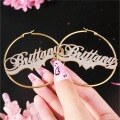 wholesale Gold-plated Personalized Name Earrings with Heart-Shaped Shiny Hoops – A Cross-Border Best Seller-0-0