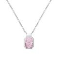 wholesale S925 Sterling Silver French Hit Women's Necklace with 8A Cubic Zirconia Square Ice-Cut Pendant, Elegant Design Collarbone Chain-0-8