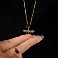 wholesale S925 Sterling Silver Fashion Dragonfly Zircon Pendant, Personalized Cross-Border Necklace for Women, Hot-Selling Choker, Autumn Winter Sweater Chain-0-3