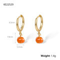 wholesale S925 Sterling Silver Ear Studs, European and American Creative Dreamy Cute Resin Fruit Apple Earrings, Pumpkin Halloween Accessories-0-5