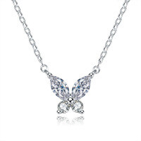 S925 Sterling Silver Moissanite Butterfly Necklace for Women-Inlaid with 1.2CT moissanite