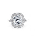 S925 Silver Moissanite Women's Ring, Extravagantly Set with a 4-Carat Rectangular Brilliant Cut-0-0