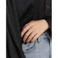 wholesale S925 sterling silver minimalist three-layer textured line open ring for women, Korean version, small and unique design, versatile-0-2