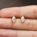 S925 Silver Euro-Style Laser-Drilled 05ct Marquise G Color Moissanite Ear Cuff Stacking Earrings-0-2
