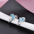 wholesale S925 Silver Earrings for Women, Fashion Creative Dolphin Enamel Ear Studs, Minimalist Earrings Wholesale from the Source Factory-0-5