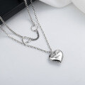 wholesale S925 Sterling Silver Fashion Double Layer Heart Letter Necklace European and American Style Personalized Design Pendant Necklace for Women-0-3