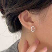 wholesale S925 Sterling Silver Geometric Hollow-Out Ear Clasps for Women, Small and Chic Luxury Fashion Earrings New Collection-Sterling silver