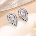 wholesale 18K Gold Plated S925 Silver 4*6mm Teardrop Full Moissanite Stud Earrings Messi Card Same Style-0-1