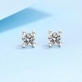 wholesale PT950 gold-plated 925 sterling silver bull head stud earrings for women with moissanite, small and delicate ear jewelry, manufacturer's in-stock empty setting wholesale-0-0