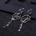 wholesale S925 Silver Dark Series Designer Tassel Earrings with Spider Design and Inlaid Gemstones-0-3