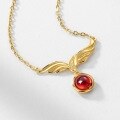 wholesale S925 Sterling Silver Fashion Popular Natural Garnet Necklace Korean Style Inlaid with 5A Zircon Gemstone Collarbone Chain for Women-0-2