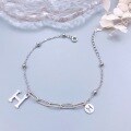 wholesale S925 Sterling Silver Ins Style Geometric Double H Letter Minimalist Beaded Bracelet Simple and Unique Niche Design Hand Accessory-0-0
