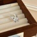 wholesale S925 Sterling Silver Butterfly Ring for Women, New Korean Style Minimalist Design Fashion Ring with High-End Trendy Feel-0-5