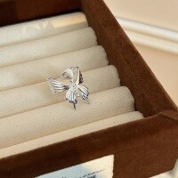 wholesale S925 Sterling Silver Butterfly Ring for Women, New Korean Style Minimalist Design Fashion Ring with High-End Trendy Feel-Sterling silver