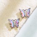 wholesale S925 Silver Powder Opal Butterfly Earrings, High-End and Versatile Small New Stud Earrings for Women, Factory Direct Supply-0-0