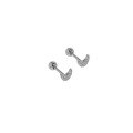 wholesale S925 Sterling Silver Minimalist Micro-Paved Star and Moon Stud Earrings for Sleeping Without Removal-0-6