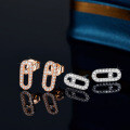 Sterling Silver Rose Gold Plated Women's Brooch Pin Earrings with Moissanite-0-4