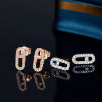Sterling Silver Rose Gold Plated Women's Brooch Pin Earrings with Moissanite-Set with moissanite (white gold)  925 silver