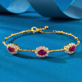 wholesale S925 silver jewelry-style New Year's ruby ribbon tourmaline elastic bracelet, palace-style good luck design-0-5