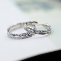 wholesale S925 Sterling Silver Couple Feather Rings for Women, Korean Japanese Style Light Feather Student Minimalist Trendy Adjustable Open Ring-One female model (2000002) &gt; Opening adjustable