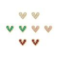 wholesale S925 Sterling Silver Women's Heart Earrings with Colorful Zircon,。-0-4