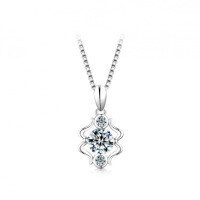 925 Silver Zodiac Pendant with 1-Carat Moissanite Necklace for Women-Gemini + Box Necklace  1 Carat (Eight Hearts and Eight Arrows Zirconia)