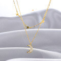 wholesale S925 Sterling Silver Korean Style Minimalist Fashion Star Moon Pendant Necklace for Women, Small Zr Stone Unique Design Choker-0-3