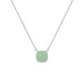 wholesale S925 Sterling Silver 1101 Korean Style Temperament Collarbone Chain, Ins Niche Minimalist Geometric Square Resin Pendant Necklace for Women-0-4