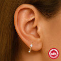 wholesale S925 Sterling Silver geometric marquise zirconia ear crawler earring with crystals-0-1