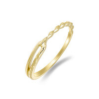 wholesale S925 Sterling Silver Gold Plated Geometric Lines Minimalist Luxury Style Ring, Factory Wholesale In Stock-Simple Lines Double Ring  Size 8 (Mido)