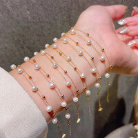 wholesale S925 Sterling Silver Red Elk All-Over Starry Sky Pearl Bracelet, Classic and Timeless for Daily Wear and Versatile Matching-BS0048-Gold 925 Silver