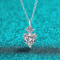S925 Sterling Silver Full Moissanite Heart Necklace, Sweet and Elegant-0-4