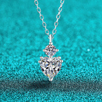 S925 Sterling Silver Full Moissanite Heart Necklace, Sweet and Elegant-1.2-carat pure Moissanite  925 silver