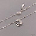 wholesale Fine Silver 999 Irregular Circle Drop Necklace for Women, High-End Sense, Versatile and Elegant Collarbone Chain, Internet Celebrity Same Style-0-3