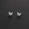 wholesale 999 Silver Sweet Ins-style Lava Butterfly Earrings, Minimalist Design with Irregular Texture, M06534-0-2
