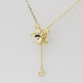 wholesale 10k Gold Yili Jewelry Source Wholesale New Small-Designer Sense Light Luxury Advanced Flower Moissanite Necklace-0-2