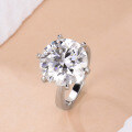 wholesale Metal material first, Cloudsame Jewelry cross-border new 8-carat round 130mm moissanite classic six-prong ring-0-3