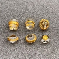 wholesale S925 silver gold-plated natural white crystal one-line waist beads, Baoxiang flower accessories, bracelet braided cord positioning beads, and Huiwen waist beads-White crystal treasure flower