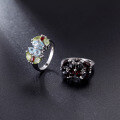wholesale S925 Sterling Silver Unique Ring Natural Colored Gemstone Mix Ring with Black Garnet for Women-0-1