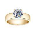 S925 Silver 18k Gold Plated 2ct D Color Moissanite Classic Minimalist Women's Ring Wholesale-0-3