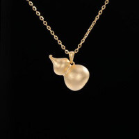 S925 Sterling Silver K Gold Pendant Necklace with Gourd and Plain Pi-S925 Sterling Silver YD-9711BJ 925 Silver