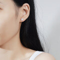 S925 Silver Four-Leaf Clover Earrings with Moissanite-0-2