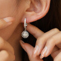 S925 Silver Moissanite Sunflower Earrings with Tassels, Premium Craftsmanship-0-2